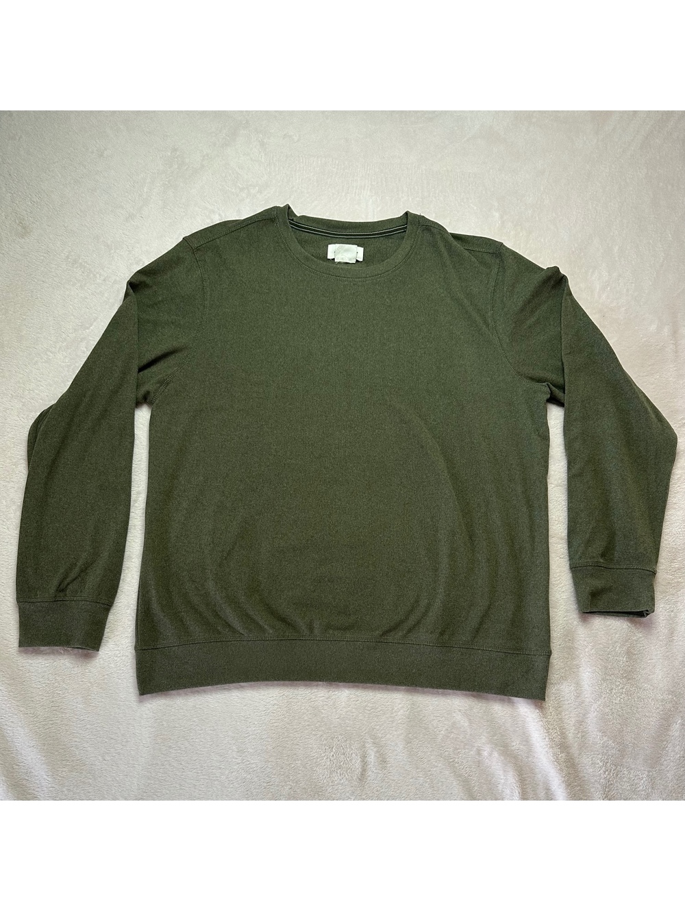 Men's Crewneck Sweatshirt / Lightweight Pullover, Size Large (L) – Olive Green